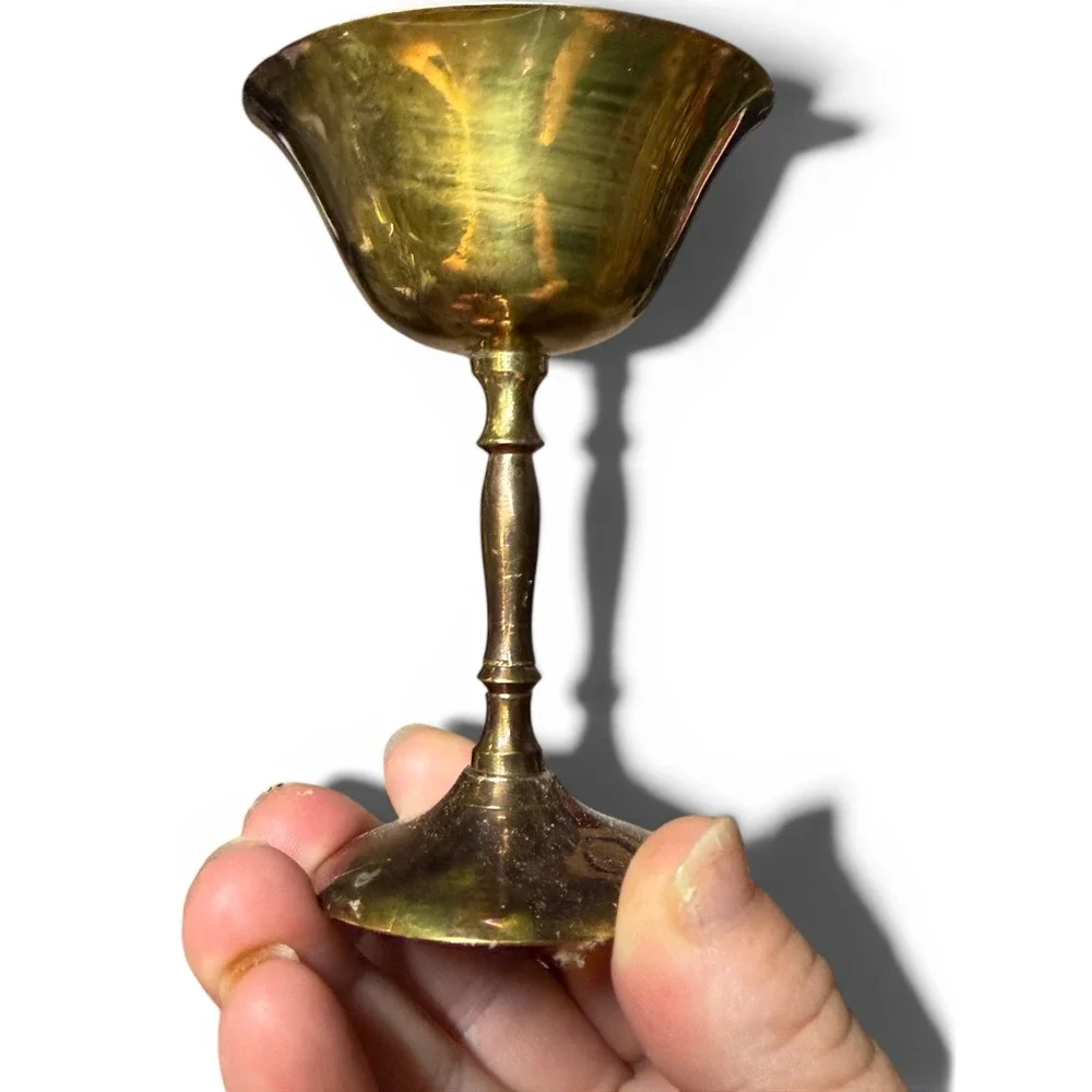 Vintage Solid Brass Chalices | Set of 3 | Mid-Century Barware